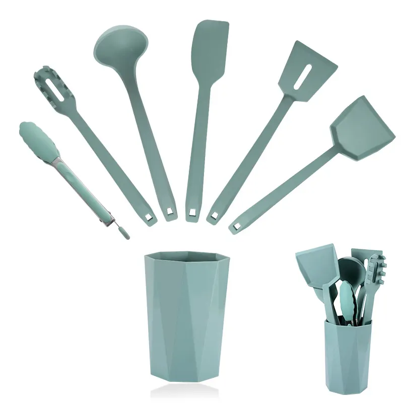 6 pezzi utensili da cucina in Silicone Set di utensili da cucina pinze per tornitore spatola mestolo cucchiaio per Spaghetti con supporto