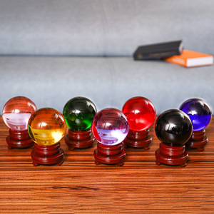 Ensemble d'ornements en boule de cristal K9, sphère en verre colorée avec gravure interne, décoration d'intérieur, cadeau artisanal - Product Image 1