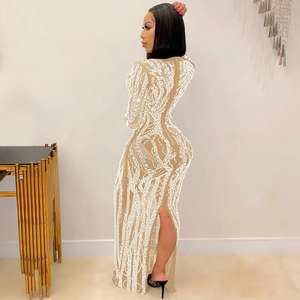 Vestido de Mujer Sexy y Brillante con Diamantes, Transparente, de Marca Famosa de Lujo, Bordado de Diseñador, para Cena, Fiesta o Club - Product Image 5