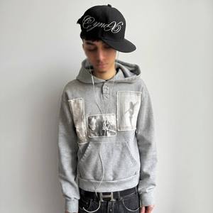 Sudaderas con Capucha para Hombre, Personalizadas al por Mayor, de Algodón French Terry, Estilo Retro Grunge, con Parches, Cuello Henley, Corte Holgado y Extra Grande - Product Image 2