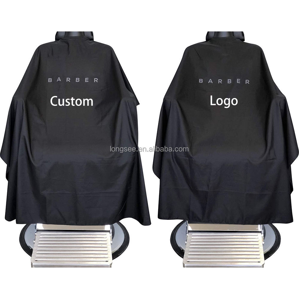 Oversized 100% Polyester Pongee Hairdressing Cape Custom Logo MOQ50 Silicone Neck Adjustable Snap Closure Waterproof Barber Cape