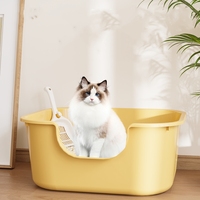 Toilette automatique pour chat extra large XXL, ronde, en plastique semi-fermée, anti-éclaboussures, bac à litière facile à nettoyer, en matériau PP