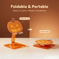 Support de bureau pliable et réglable en acrylique orange Jack-O-Lantern pour Halloween, impression personnalisée OEM, commande en gros pour téléphone portable