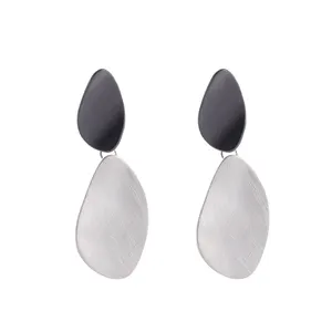 TongLing simple design handmade earrings silver and black zinc alloy women drop earrings