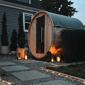 Salle de sauna humide en <span class=keywords><strong>bois</strong></span> de séquoia d'extérieur personnalisée, <span class=keywords><strong>bois</strong></span> de haute qualité, sauna compact à infrarouge lointain, unité de spa familiale avec contrôle numérique - Product Image 1