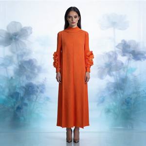 Vestido Abaya de Poliéster Estampado Plisado Elegante de Alta Calidad para Mujeres Musulmanas, Venta al Por Mayor Personalizada - Product Image 1