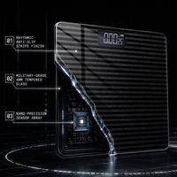 Balance connectée Bluetooth intelligente avec écran LED en verre trempé à rayures noires, mesure précise de la température, pour usage domestique