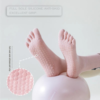 Chaussettes de yoga et de Pilates professionnelles pour femmes, à cinq doigts, respirantes, en polyester et coton, avec points antidérapants, pour la remise en forme, la gym et les sports