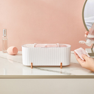 Organisateur de maquillage grande capacité avec couvercle transparent, boîte de rangement pour cotons-tiges et houppettes, organisateur de cosmétiques pour l'organisation de la maison - Product Image 3