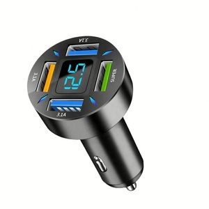 ที่ชาร์จในรถยนต์แบบดิจิตอล 4 พอร์ต USB 66W ชาร์จเร็ว สำหรับโทรศัพท์มือถือ QC3.0 - Product Image 1