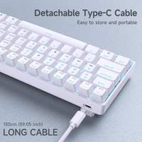Los Mejores Teclados Mecánicos Económicos, Teclado para Juegos Portátil al 60%, Retroiluminación LED, 61 Teclas, Teclado para Juegos con Cable para Windows