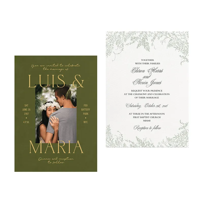 Elegantes personalisiertes Luxus: individuell bedruckte Hochzeitseinladungskarten mit exklusiven bedruckten Designs