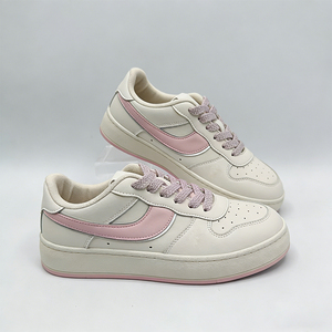 Zapatillas Deportivas Casuales para Mujer con Suela Gruesa y Cordones, Diseño Transpirable en la Puntera, Blancas, Versátiles, para Todas las Temporadas, Estilo Skateboarding - Product Image 5