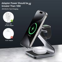 Support de chargeur sans fil magnétique 3-en-1 JEDI, station de charge rapide 15W pour téléphone, montre et écouteurs