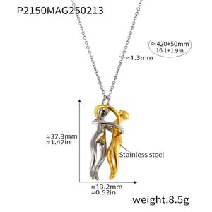 Collares de Moda 2026, Joyería Hipoalergénica de Acero Inoxidable 316L, Chapado en Oro PVD de 18k, Collar con Diseño de Pareja Abrazándose para Parejas - Product Image 3