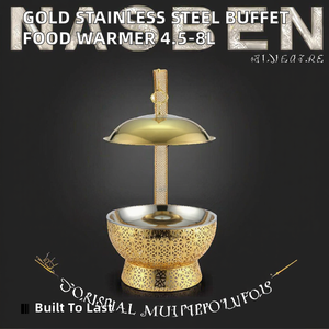 Réchaud de buffet en acier inoxydable 4,5/6/8L doré pour banquets d'hôtel et mariages, chauffe-plats à alcool avec couvercle suspendu - Product Image 3