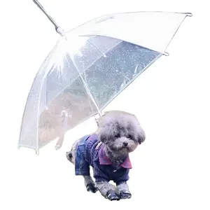 مظلة للحيوانات الأليفة الكلاب مقاومة للماء بمقبض على شكل J، مظلة كلب شفافة معكوسة رخيصة خاصة من المصنع بسعر الجملة