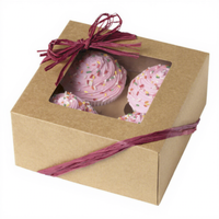 Boîte à cupcakes en papier kraft recyclé sur mesure pour cupcakes, muffins, pâtisseries, transport avec fenêtre et inserts UV