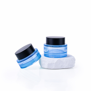 Thủy tinh loạt 1oz 2oz 30g bao bì màu xanh dầu dropper chai thủy tinh mỹ phẩm chăm sóc da kem lọ với nắp đậy màu đen container - Product Image 3