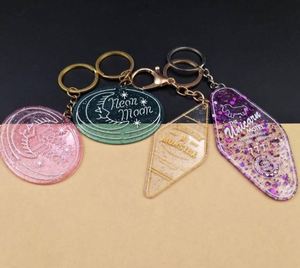 New Custom logo Color Promotional <b>Blank</b> Plastic Retro Vintage Motel Room Hotel <b>Key</b> Chain Glitter Keychains - Product Image 3