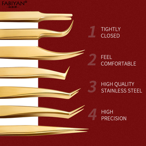 Pinset Ekstensi Bulu Mata Berkualitas Tinggi 45 90 Derajat Ujung Runcing Bahan Stainless Steel Warna Emas - Product Image 3
