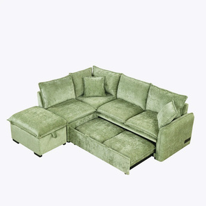 Sofá europeo para sala de estar, sofá de lujo convertible, sofá cama extraíble con almacenamiento Otomano - Product Image 5