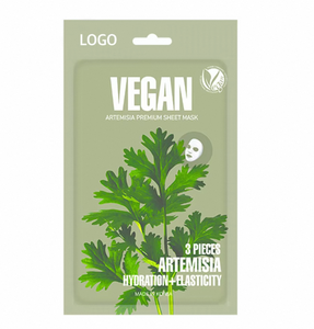 Masque facial en feuille d'artémisia végétalien, apaisant, réparateur, calmant, pour peaux sensibles, sans cruauté, beauté coréenne, ODM OEM - Product Image 1