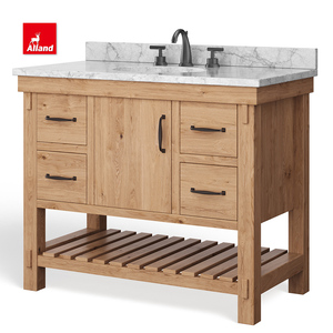 Allandcabinet phong cách truyền thống thạch anh đá hạt gỗ cơ sở phòng tắm Vanity với xử lý - Product Image 6