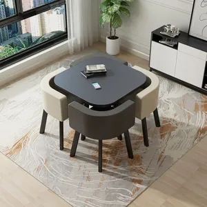 Tavolo da pranzo quadrato in pelle Pu creativo personalizzato Set tavolo e sedie da pranzo a 4 posti per l'home Office