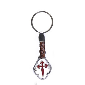 Llavero de Cuero con Colgante Ovalado en Forma de Cruz, Accesorio de Regalo - Product Image 4