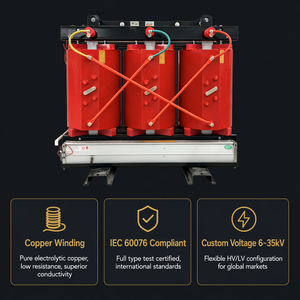 Transformateur sec à résine coulée cuivre/aluminium 500 kVA 2500 kVA 10 kV/0,4 kV IEC 60076 Triphasé <span class=keywords><strong>SCB</strong></span> - Product Image 4