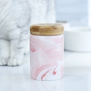 Pot de stockage des aliments, pot d'eau en céramique de ml, pour conserver les animaux domestiques, les chiens et les chats, les oiseaux, avec couvercle en bois luxueux et scellé - Product Image 2