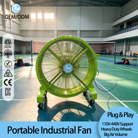 Ventilateur mobile robuste pour usage industriel, moteur à aimant permanent, pales en alliage d'aluminium de 1,5 m, fonctionnement silencieux à 39 dB, commande tactile