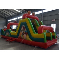 60 à 80 pieds gonflable ninja parcours d'obstacles adultes enfants dragon paintball jeu rotatif parc commercial géant avec toboggan