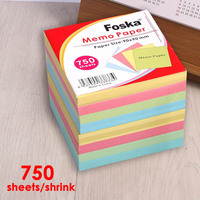 Foska Vente en gros de papier autocollant adhésif personnalisé 4 couleurs bloc mémo bloc bloc de papier coloré pour la papeterie de bureau scolaire