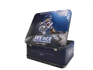 صندوق حقيبة سفر مستطيل محمول من القصدير مع مقبض بطباعة كرتونية - Product Image 5