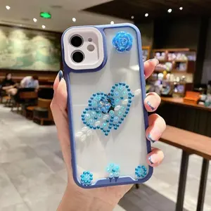 Coque de protection antichoc transparente en PC rigide de luxe, motif cœur multicolore pour iPhone 13 14 15 16 17 18 Pro Max - Product Image 1