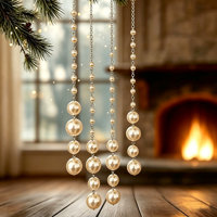 Ornement de Noël en imitation perles, chaîne argentée, pendentif pour arbre de Noël
