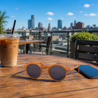 Lunettes rondes à clipser avec monture en acétate et verres transparents en PC, design minimaliste neutre de haute qualité