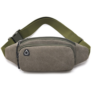 <b>Outdoor</b> <b>Sports</b> Waist <b>Bag</b> Zipper Closure Wear-resistant Construction Site Work Multi-functional Waterproof Canvas Fanny Pack - Product Image 2
