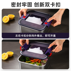 QIGAR Stainless Steel Food <b>Storage</b> <b>Container</b> 304 Rectangle Sealed Leak Proof Lunch Box Large Capacity Pickle <b>Container</b> - Product Image 3