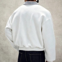 Sudadera Polo Personalizada 100% Algodón para Hombre, 370 g/m², Algodón Grueso, Corte Holgado, Estilo Francés, con Rayas