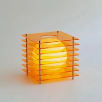 Lampada a Sfera Regolabile in Acrilico a Strati, Luce Tramonto Artistica Moderna, Cubo Arancione con Sfera