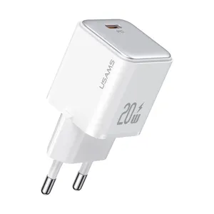 2023 New Mini Design Fast Charger USAMS CC183 20W EU Single Ports PC PD+QC Type C USB Fast Charger For Iphone 11 12 13 Ipad