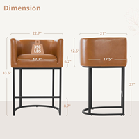 Tabouret de bar haut de gamme au design moderne avec accoudoirs en PU et structure en acier pour la maison, la cuisine, l'extérieur, les restaurants, les centres commerciaux et les halls