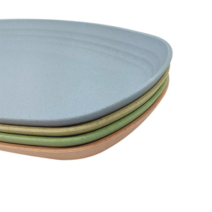 Paja de <span class=keywords><strong>trigo</strong></span> de utensilios de cocina plato vajilla <span class=keywords><strong>Color</strong></span> sólido Oval placa reutilizable cocina placas biodegradables - Product Image 2