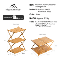 Mesa Plegable de Tres Niveles para Exteriores Mountainhiker, Mesa de Almacenamiento Multicapa, Mesa de Camping Portátil, Mesa de Picnic