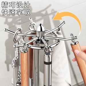 Rotating Utensil Rack Stainless Steel Tower Design Countertop Kitchen Storage Spoon Spatula Holder Multipurpose Dishwasher Safe - Product Image 2