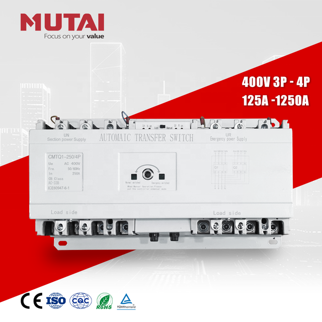 MUTAI Factory Price AC 2P 3P 4P ATS 200A 250A 250 AMP Double Power Automatic Transfer Change Over Switch