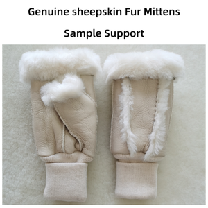 Échantillon de Présentation – Vente en Gros Usine – Mitaines d'Hiver pour Femmes en Cuir de Mouton Véritable et Doublure en Fourrure de Mouton - Product Image 2
